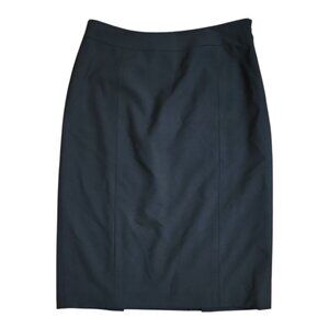 Lafeyette 148 Skirt Womens Size 2 Solid All Black Wool Business Pencil Side Zip